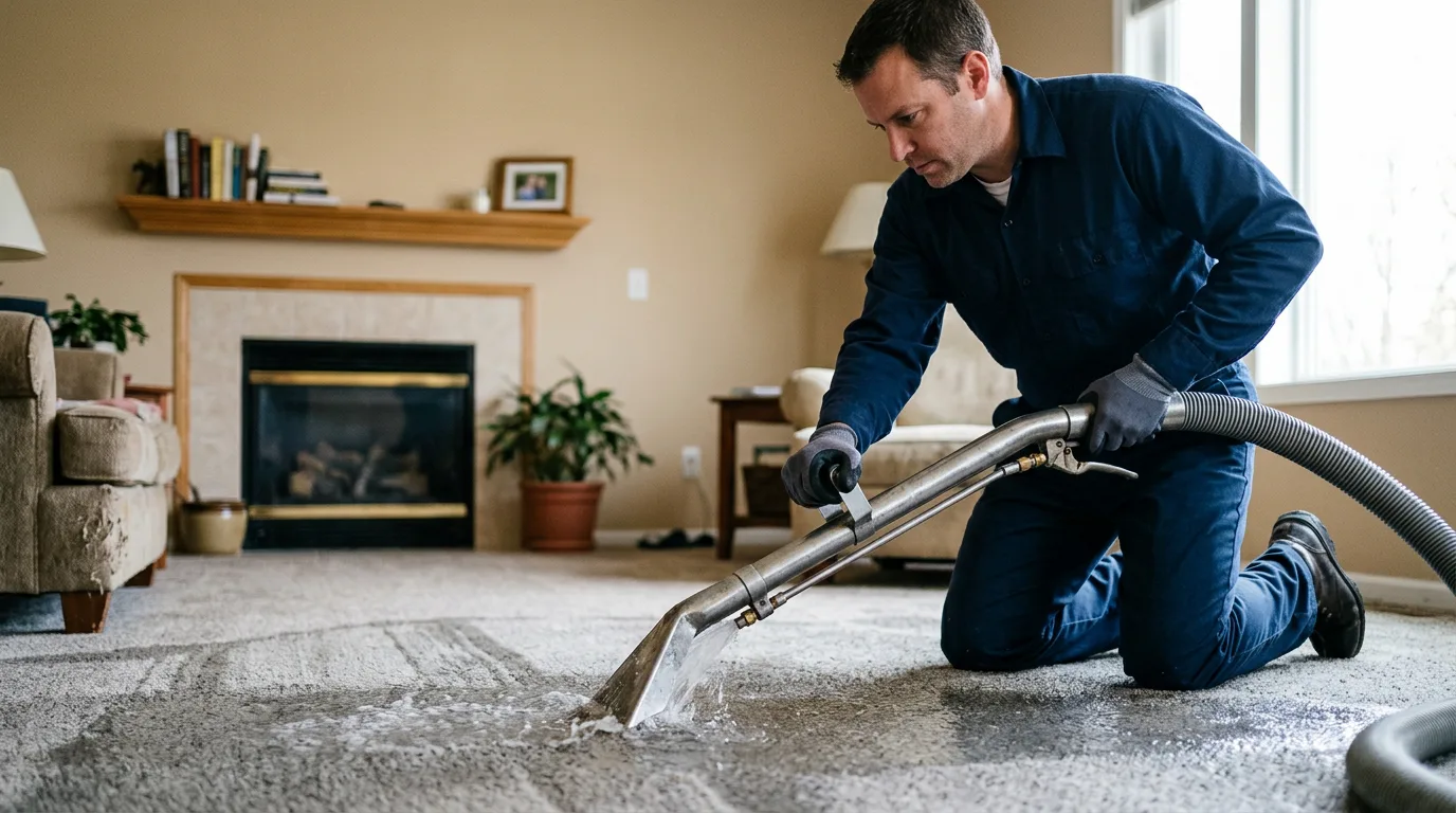 Water damage restoration technician working near Westgate, IA